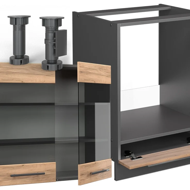 Eckküche Fame-Line Goldkraft Eiche/Anthrazit 287 x 60 cm , AP Marmor Vicco – Bild 5