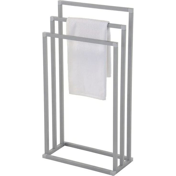 IDIMEX Handtuchständer KUNO, Handtuchhalter ohne Bohren, freistehend mit 3 Stangen aus Metall grau – Bild 1