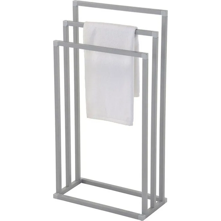 IDIMEX Handtuchständer KUNO, Handtuchhalter ohne Bohren, freistehend mit 3 Stangen aus Metall grau
