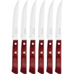 FSC Tramontina Steakmesser Pizzamesser, Set 6-teilig, mit 6 Steakmessern aus Edelstahl, Echtholzgriff braun