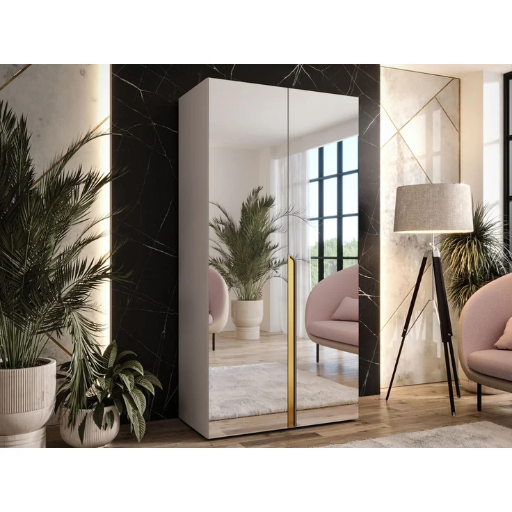 Kleiderschrank Veluna III 100 (Farbe: Cashmere / Cashmere + Gold) – Bild 2