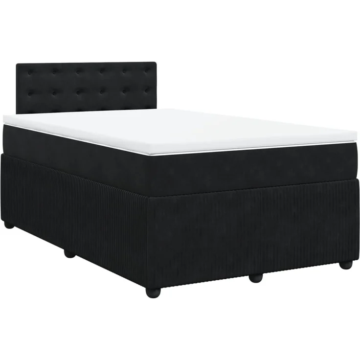 vidaXL Boxspringbett mit Matratze Schwarz 120x190 cm Samt 3287700 – Bild 2