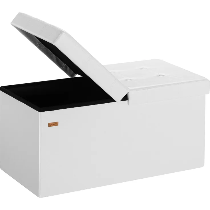 Sitztruhe faltbar Aufbewahrungsbox Truhenbank Sitzbank Sitzhocker Truhe Bank L - Weiß