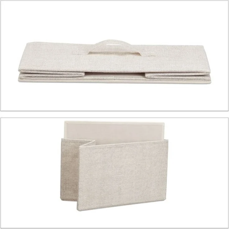Relaxdays Regalsystem, 4 Schubladen, Metall & Holz weiß / Stoff beige, 95 x 30 x 45 cm – Bild 5