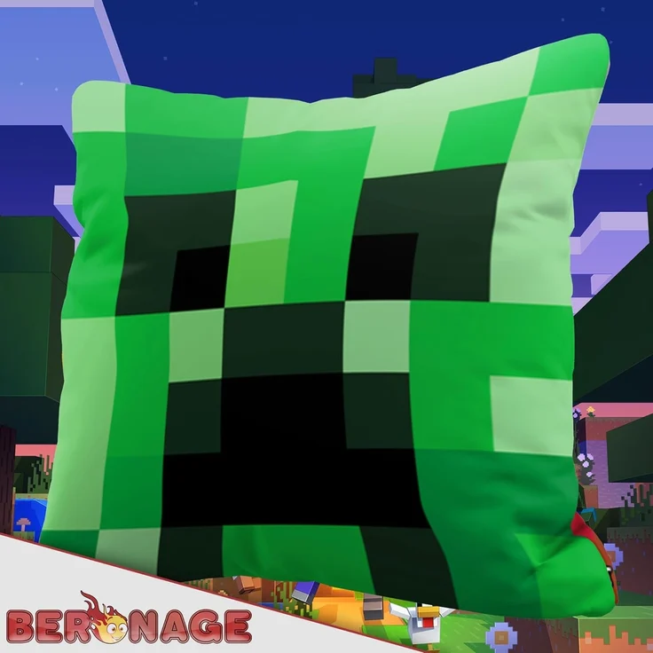 BERONAGE Dekokissen Minecraft Kissen Creeper & TNT 40x40 cm Kuschelkissen Sofakissen, passend zur Bettwäsche, ideal für Sofa, Couch, Kinder-Bett, Auto – Bild 4