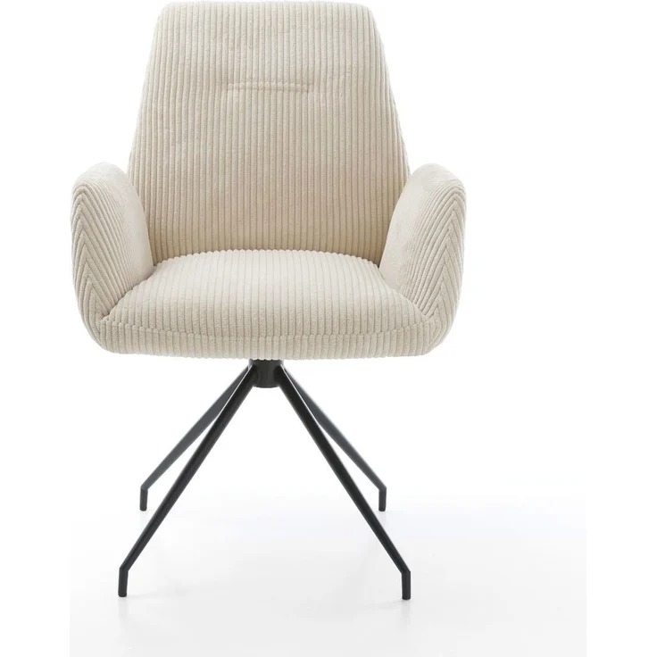 Esszimmerstuhl Zoa-Flex Cord Beige Kreuzgestell konisch Schwarz Taschenfederkern – Bild 2