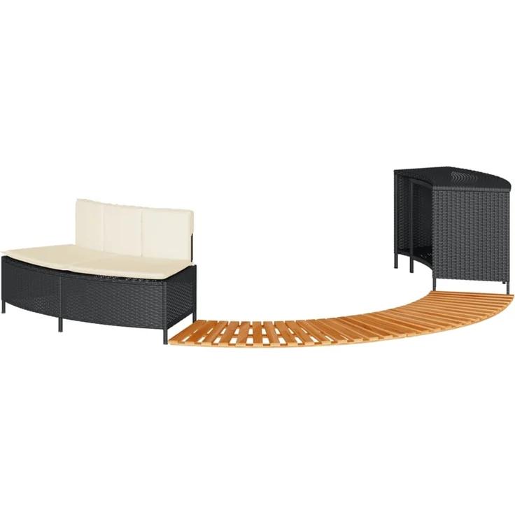 vidaXL Whirlpool-Umrandung Schwarz Poly-Rattan und Massivholz Akazie 365614 – Bild 2