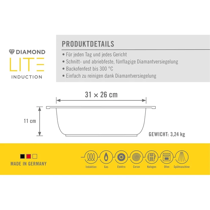 WOLL Woll Bräter DiamondLite31x26cm 125036 – Bild 5
