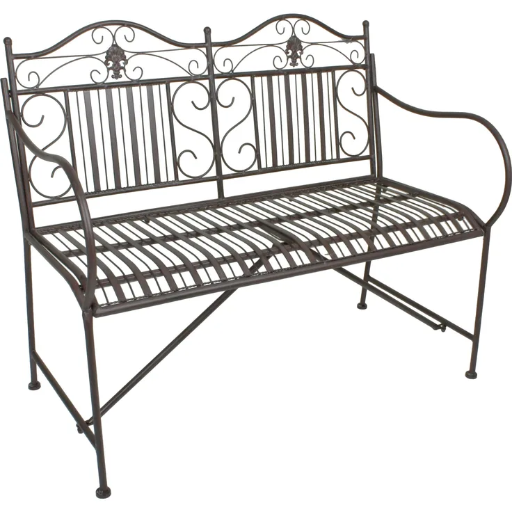Gartenbank SIGNE - 106cm Breit, Stahl, Braun | Terrassenbank Wetterfest Sitzbank Outdoor Bank