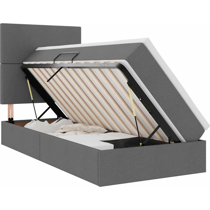 vidaXL LED-Speicherbett mit Matratze Dunkelgrau 90 x 200 cm Stoff 3372328 – Bild 2