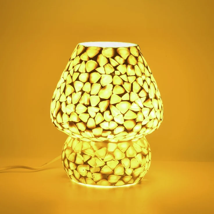 Marrakesch Orient & Mediterran Interior Nachttischlampe 2er Set Boho Deko Tischlampe Nachtischlampe aus Muscheln Mosaik -2-, Handarbeit – Bild 9