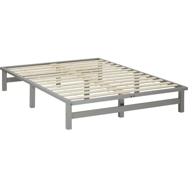 Holzbett 140x200 mit Matratze Holzbettrahmen Palettenbett Grau Doppelbett Bett Massiv Holz Bettgestell – Bild 6