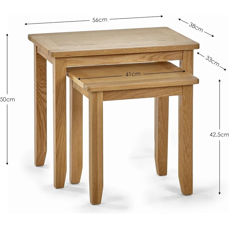 Julian Bowen Mallory Satztisch, 2-teilig, Eiche, 56 x 50 x 38 – Bild 2