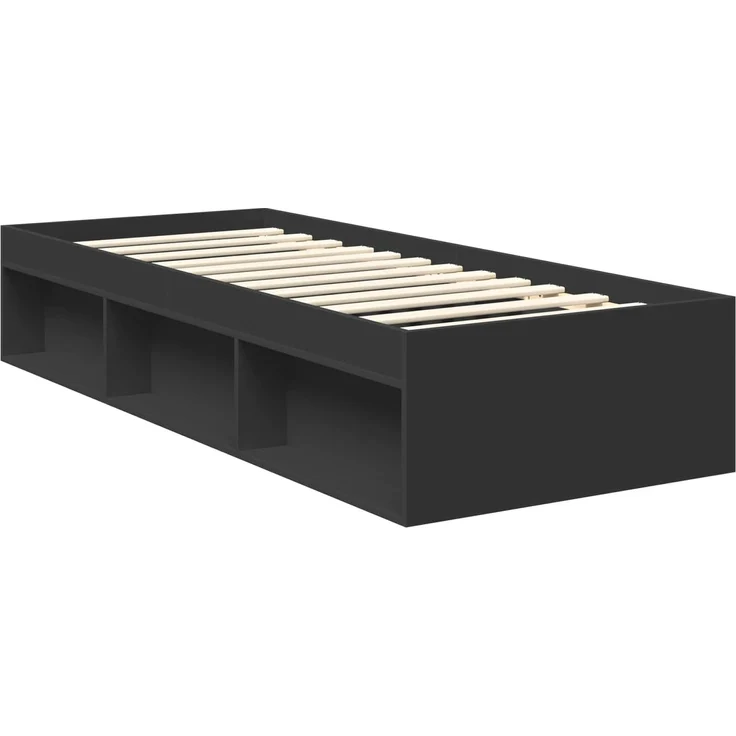 vidaXL Bettrahmen Schwarz 75 x 190 cm Massives Kiefernholz 3412962 – Bild 4