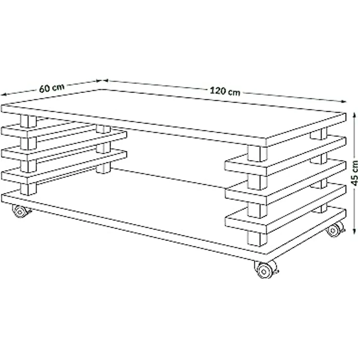 designimpex Couchtisch DC-3 Design Wohnzimmertisch Tisch mit / ohne Rollen – Bild 3