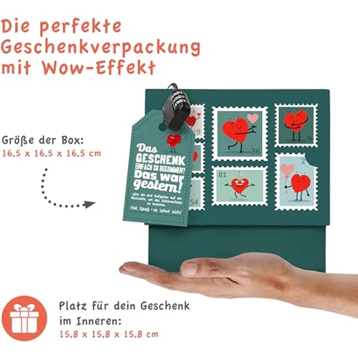 SURPRISA Geschenkbox Geschenkbox mit Samt und Glanz, Rätselbox für Geschenke und Gutscheine, zum Valentinstag, Jahrestag, Hochzeitstag – Bild 2