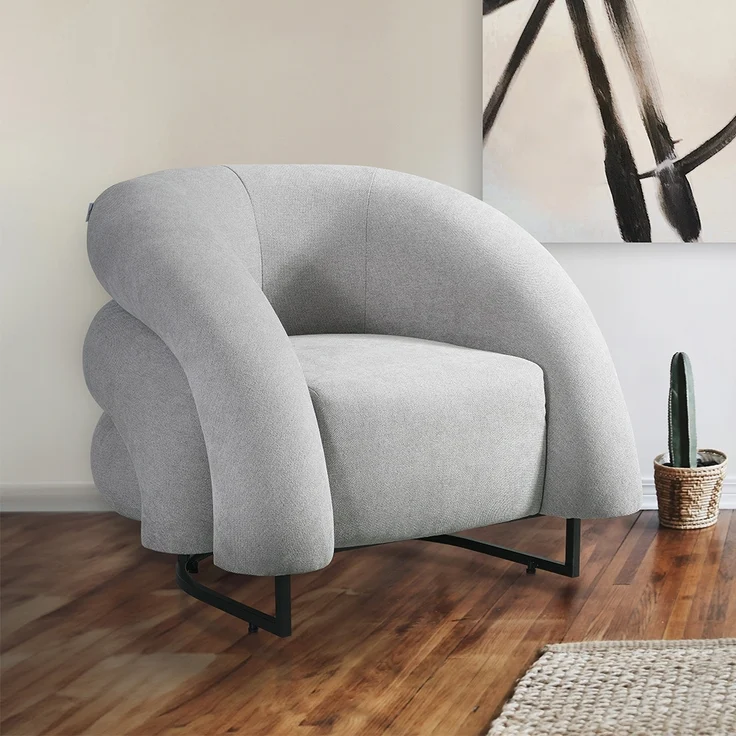 HOME DELUXE Sessel MACA - Samtgewebe Grau – Bild 1