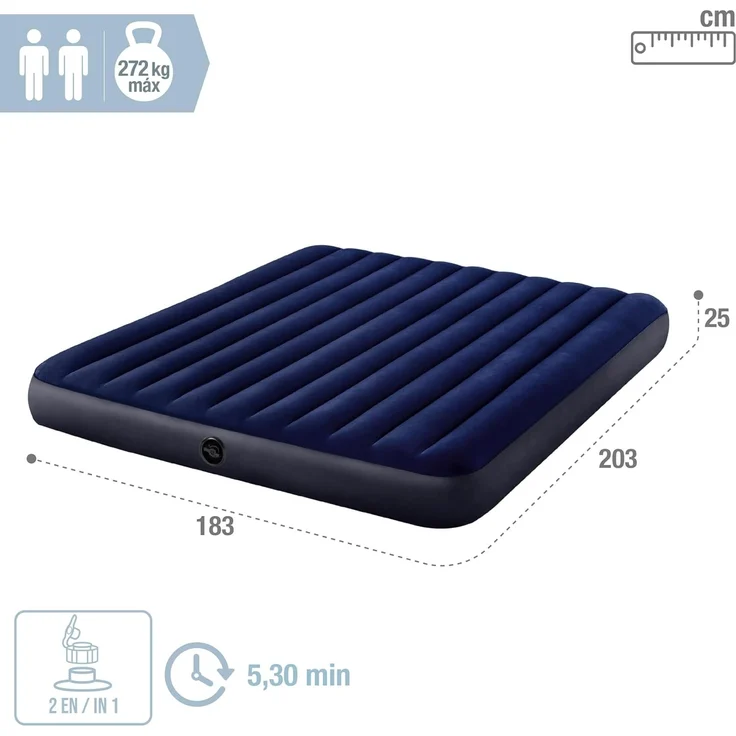Intex 'Classic Downy' Luftbett, blau, 183 x 203 x 25 cm – Bild 8