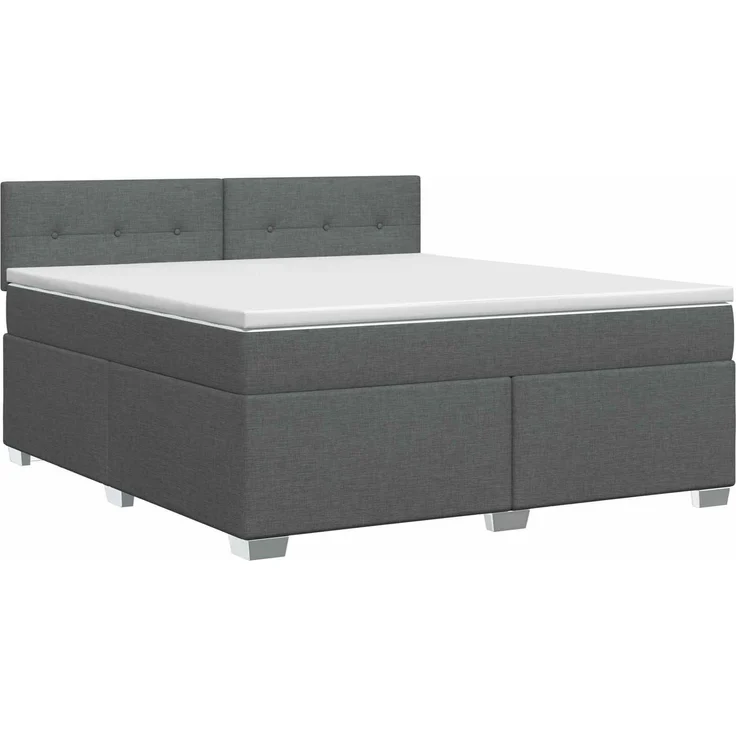 vidaXL Boxspringbett mit Matratze Dunkelgrau 140 x 190 cm Stoff 3450475 – Bild 2