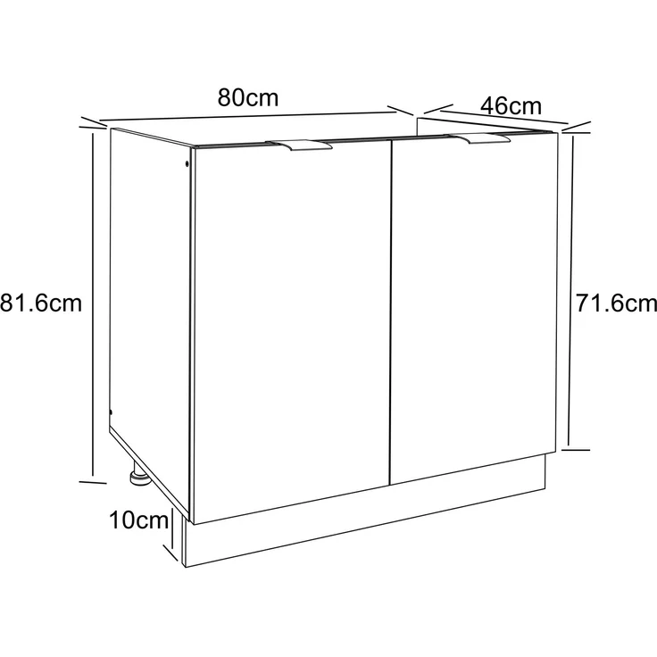 VCM Küchenmöbel Unterschrank Fasola 919306 Weiß / Anthrazit H. 82 x B. 80 x T. 46 cm – Bild 5