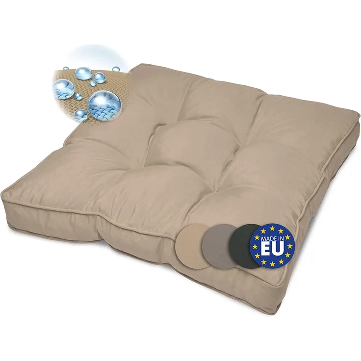 Beautissu Lounge Sitzkissen Outdoor Natur, 10cm, 50cm, 50cm