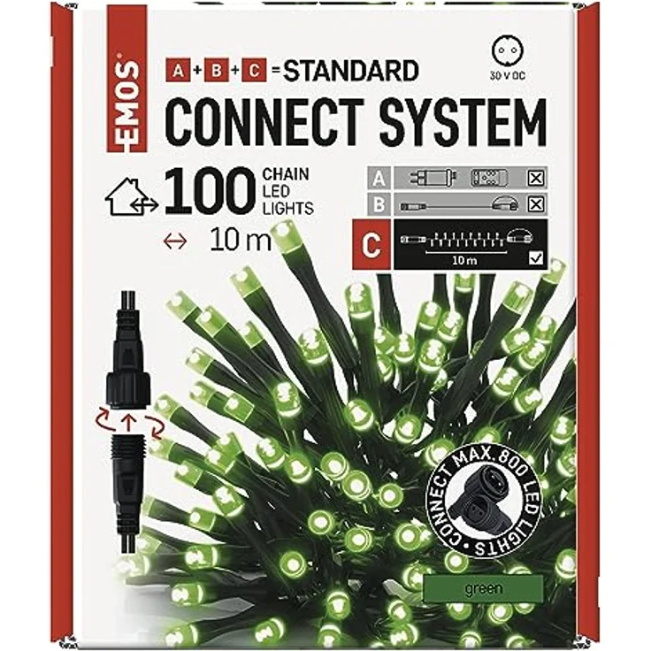 EMOS Connect System 10m Lichterkette Standard, Weihnachtslichterkette mit 100 LEDs, Erweiterungskomponent C (ohne Verbindungskabel und Adapter), IP44 für Innen und Außen, grüne Lichtfarbe – Bild 7