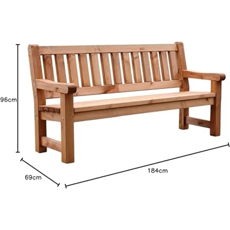 Gartenbank ALLGÄU 184 cm Kiefer geölt mit Armlehne 3-sitzig – Bild 2