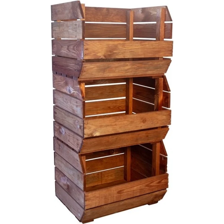 Kistenkolli Altes Land Allzweckkiste 3er Set Küchenregal Olaf 40x33x30 cm in Ocker Gemüsekiste Obsthorde (Spar-Set, 3er Set) – Bild 4