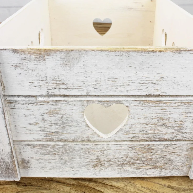 Macosa Home Dekokiste Weiß Herzen Holz Holzkiste 29 cm Kiste Aufbewahrungskiste (Geschenkkiste Geschenkverpackung weiss, 1 St, Holzkiste Landhaus) – Bild 5