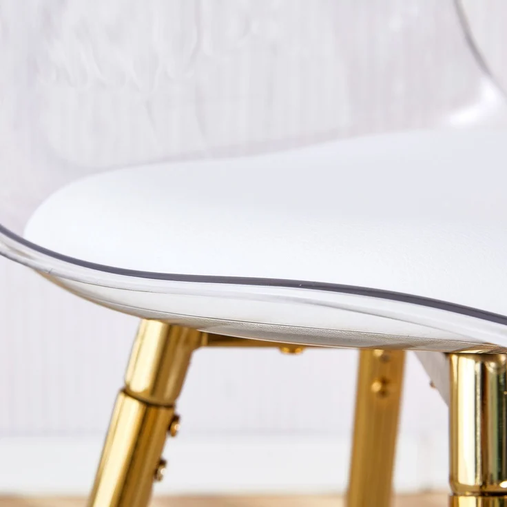 2er-Set Barhocker mit transparenten Lehnen, Goldgestell, Hochstuhl – für Café, Wohnzimmer und Thekenbereich--Gold, Transparent--96.5x33x38cm--YOUDENOVA – Bild 2