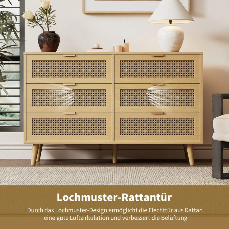 Kommode mit Schubladen, 120/40/76,5 cm, Schubladenkommode, Schubkastenkommode, Mehrzweckschrank – Bild 3
