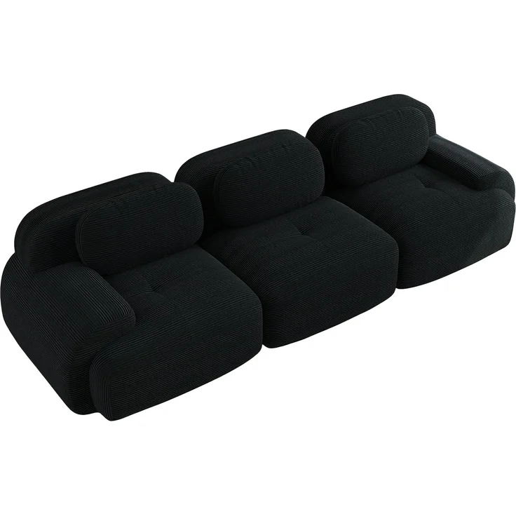 3-Sitzer-Sofa aus Premium-Cordstoff,modular kombinierbar rutschfest ohne Montage ergonomische Armlehnen und hochelastische Polsterung für Wohnzimmer und Schlafzimmer,Premium-Cordstoff,Black, – Bild 4