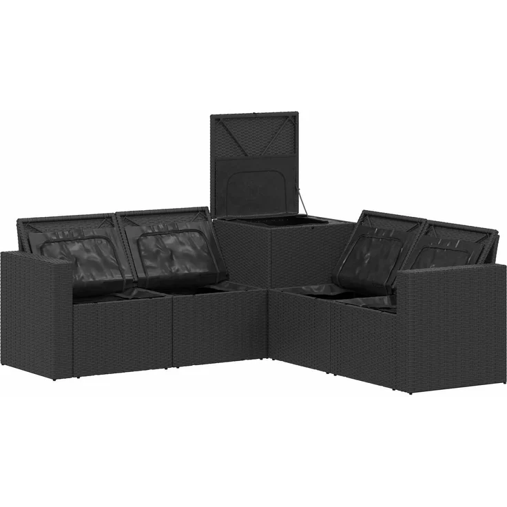 vidaXL Sofa Set 5 stk. Schwarz und Blau Polyrattan und Stahl 3447853 – Bild 6