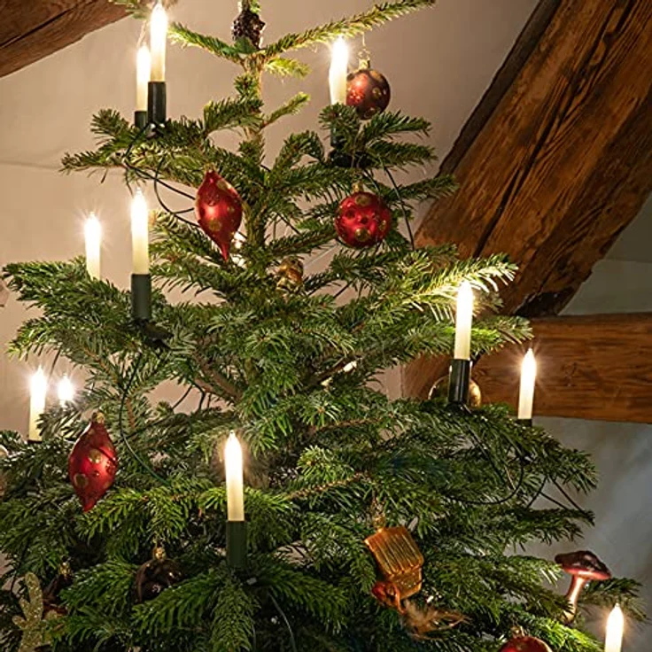 Hellum Lichterkette Weihnachtsbaumbeleuchtung, 16,3 m mit LED-Filament Schaftkerzen in elfenbein, für Innenbereich, VDE/GS zertifiziert – Bild 7