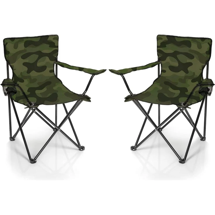 BigDean 2x Faltstuhl TARNMUSTER Camouflage Campingstuhl Anglerstuhl mit Getränkehalter & Tragetasche - Anglersessel klappbar - Klappstuhl Gartenstuhl Faltstuhl Relaxsessel Angelsessel faltbar