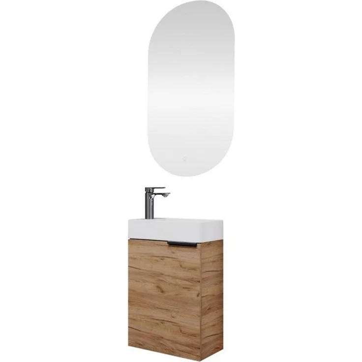 Planetmöbel Badmöbel-Set Badmöbel-Set 40cm mit Spiegel, (Waschbecken mit Unterschrank, 3-St, Spiegel mit Beleuchtung) – Bild 4