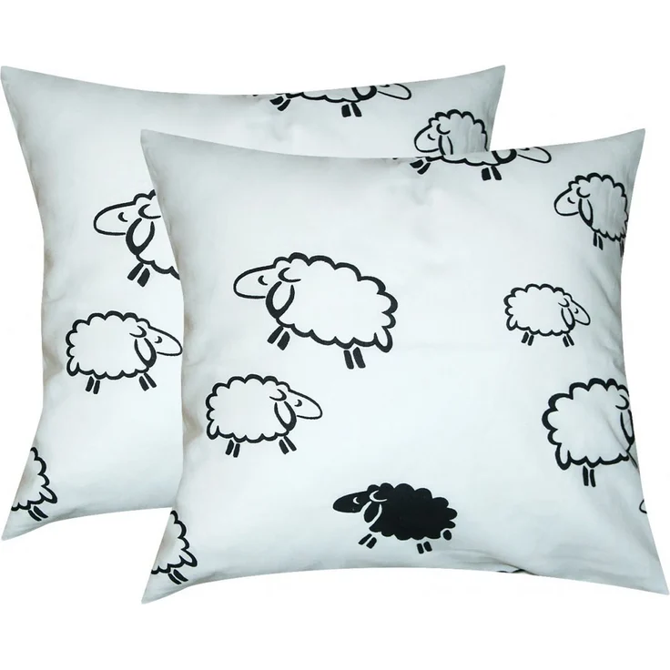 Heubergshop Kissenbezüge, (2 Stück), 2er Set 40x40cm Schafe Weiß Schwarz Kissenhülle 100% Baumwolle (99/2) – Bild 3