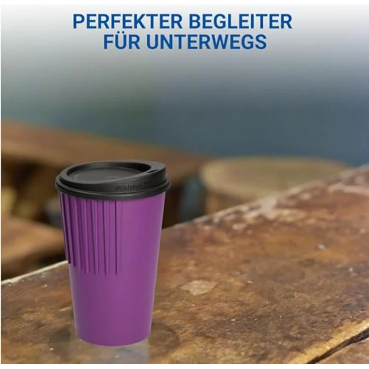 elasto Coffee-to-go-Becher Kaffeebecher 300 ml Trinkbecher mit Deckel und Riffel-Optik, Made in Germany, BPA-frei, 100% recyclebar, Heißgetränke, Teebecher – Bild 5