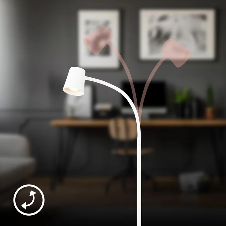 BRILONER – Stehlampe als Deko im Wohnzimmer und Leselampe, Schwenkbare Lampe, Wohnzimmerlampe, Fußtaster, Indirekte Beleuchtung, Weiß – Bild 6