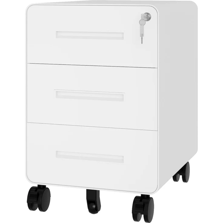 Bisley EasyRoll Rollcontainer mit 3 Schubladen, Container abschließbar aus Metall in weiß - Rollwagen für's Büro als Schreibtisch Unterschrank, Bürocontainer od. Schreibtischcontainer, ROLL3-696 – Bild 1