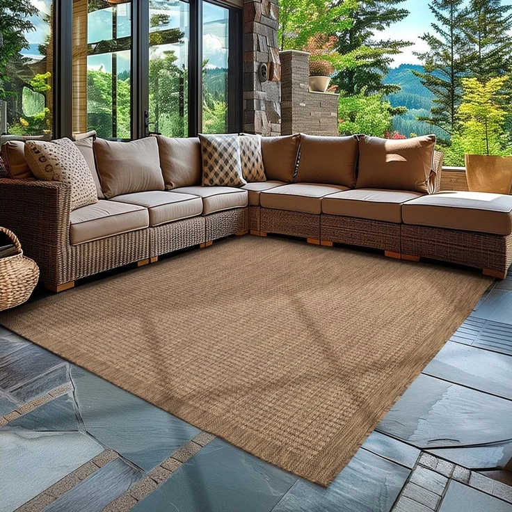 Carpettex Outdoorteppich Unicolor, Läufer, Höhe: 3 mm, Teppich Wetterfest Waschbar Balkon, Garten, Terrasse und Küchenteppich – Bild 1
