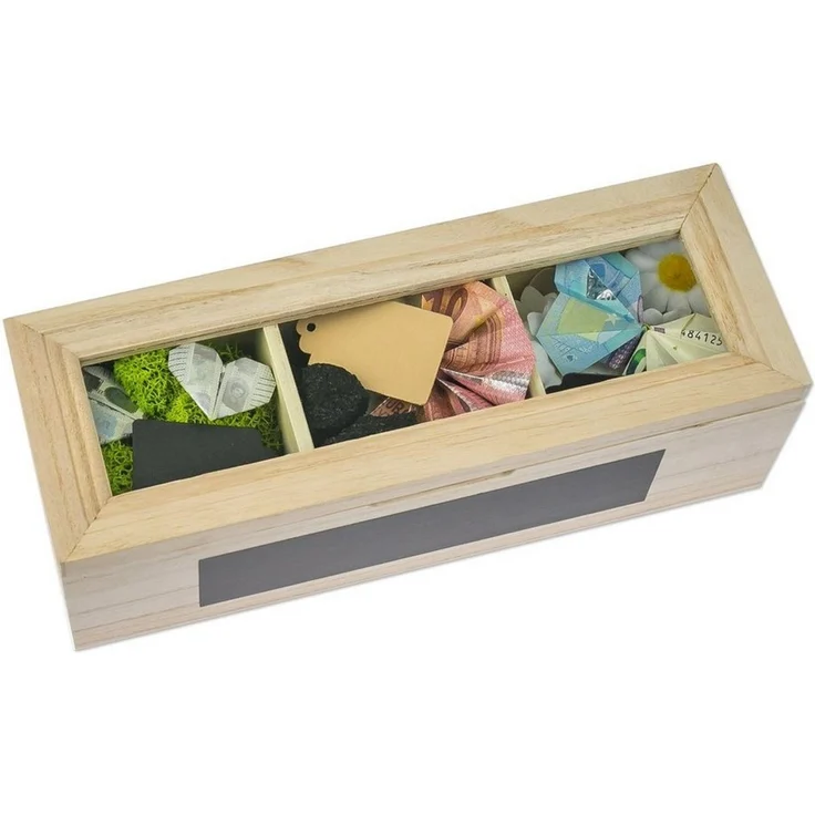 SURPRISA Geschenkbox Schotter-Schatulle Geldgeschenk, aus Paulownienholz, 3 Fächer, Geschenk zur Hochzeit, Geburtstag usw. – Bild 2