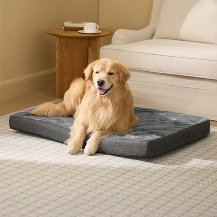 BEDSURE orthopädisches Hundekissen große Hunde - 104 x 74 x 9 cm waschbares Hundebett mit 2 in 1 Memoryschaum, kuscheliges Hundematte Hundematratze in größe, dunkelgrau – Bild 3