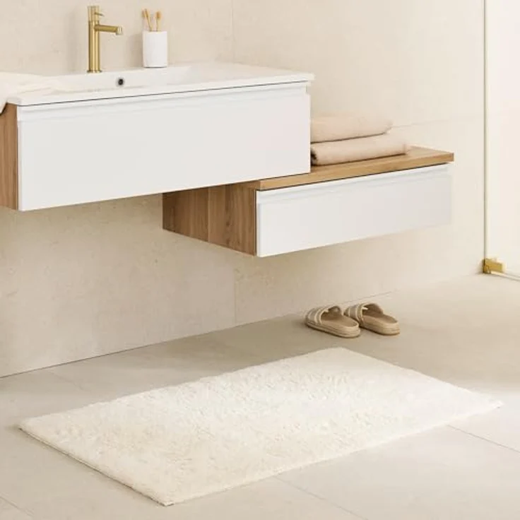 Schöner Wohnen Kollektion Badteppich 'Bahamas', creme, 60 x 90 cm, 100% Baumwolle, waschbar bei 40°C, Trocknergeeignet, wendbar – Bild 1