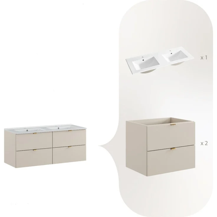 99rooms Dalina Unterschrank Kaschmir 120 cm mit Waschbecken – Bild 3
