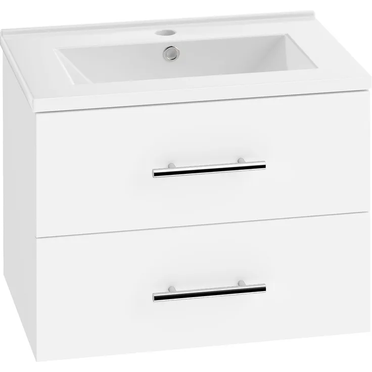 HOMCOM Waschtischunterschrank, Spanplatte, Keramik, Weiß, 61 x 40 x 48 cm