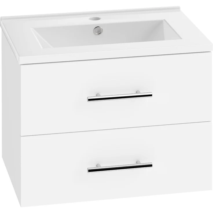 HOMCOM Waschtischunterschrank, Spanplatte, Keramik, Weiß, 61 x 40 x 48 cm – Bild 1
