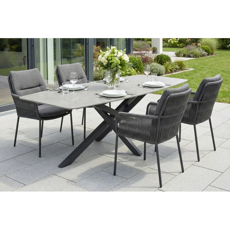 Armlehnstuhl Concord Gartenstuhl mit Polster Balkonstuhl Rope Anthrazit – Bild 8