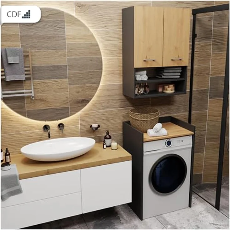 TOPESHOP Waschmaschinenumbauschrank MAGWA für Waschmaschine / Wäschetrockner - Überbauschrank ideal für Ihr Badezimmer – Bild 3
