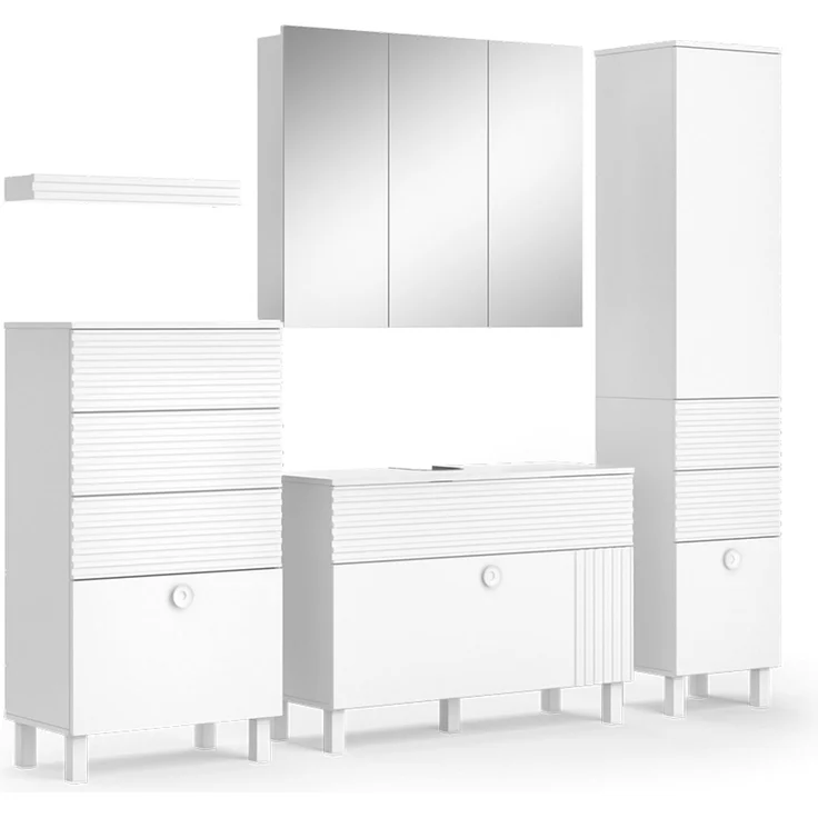 Badmöbel-Set Sola Weiß 5-teilig Vicco – Bild 1